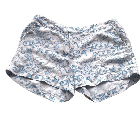 SANDRO linen blend high waist blue floral mosaic print shorts 10 - Picture 1 of 10